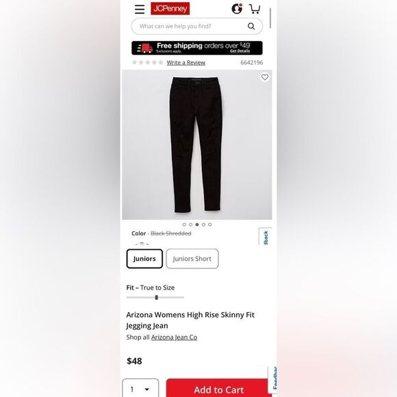 Women’s Arizona Jean Company Hi-Rise Curvy Skinny Black Jeans (Distressed) - Picture 7 of 11